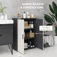 kleankin Mobiletto Bagno 2 Ante in Legno con 3 Ripiani e Chiusura Ammortizzata, 60x30x82cm, Grigio