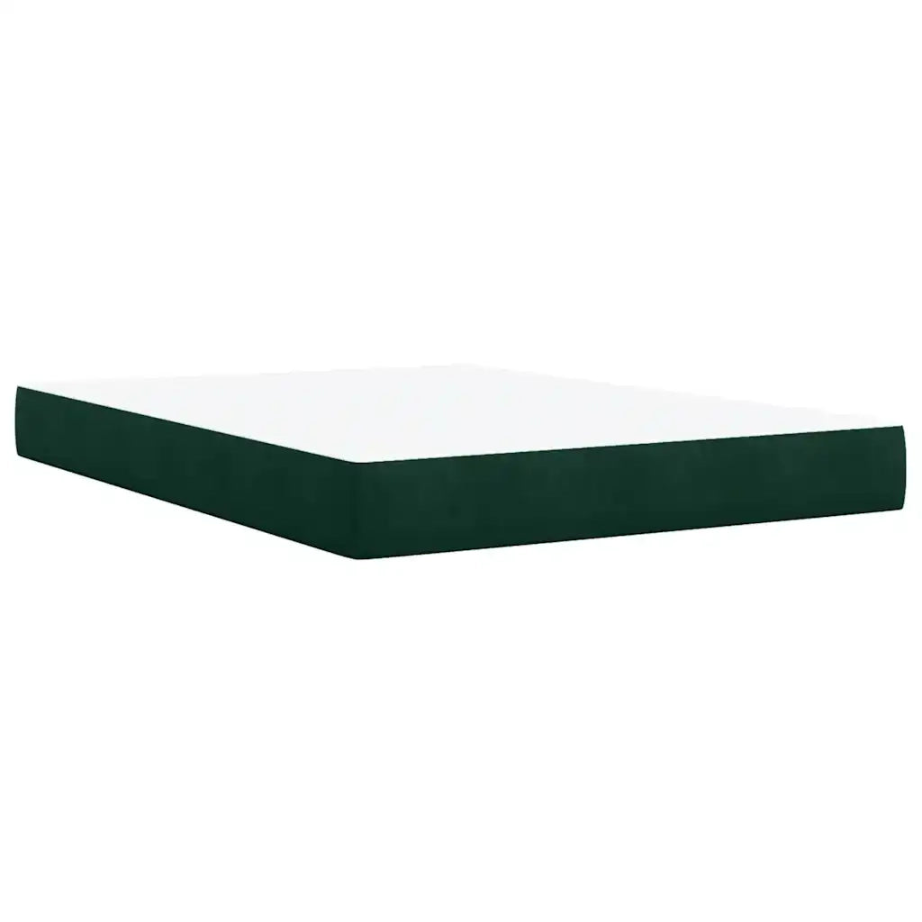 Giroletto a Molle con Materasso Verde Scuro 140x190 cm Velluto
