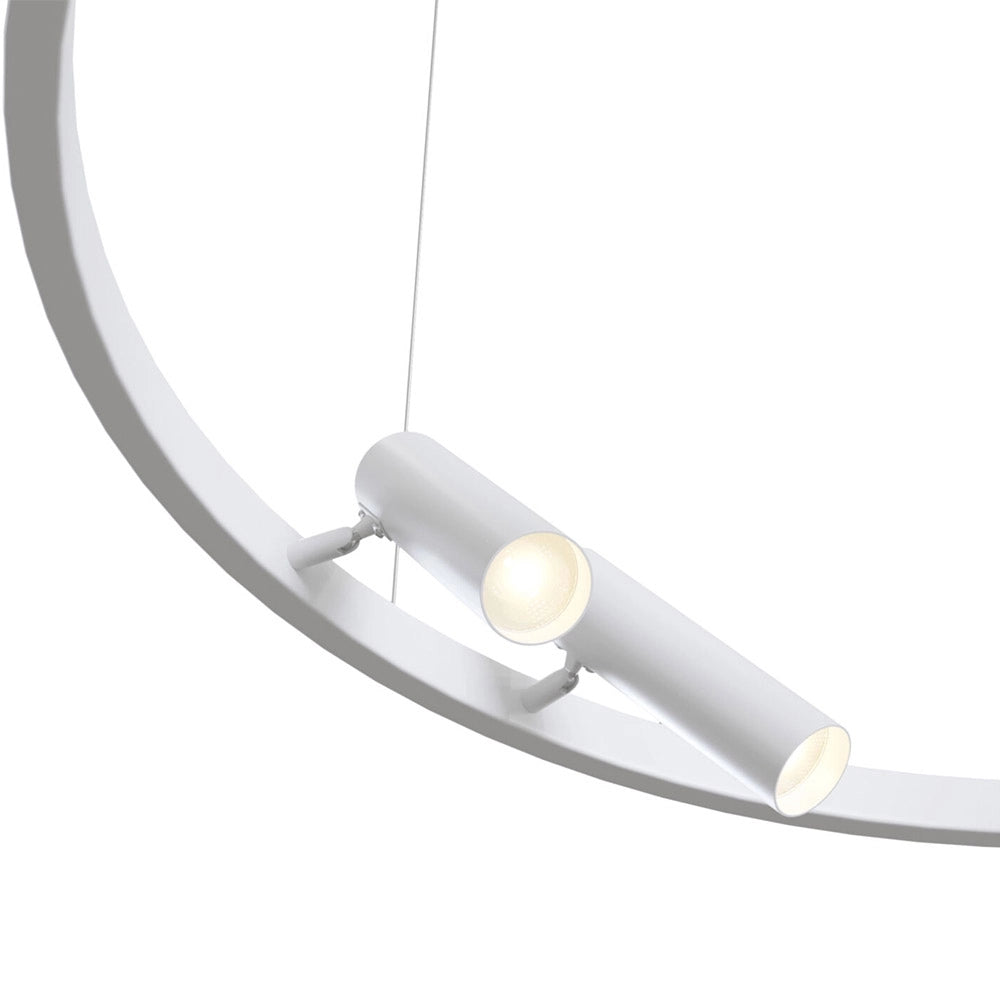 Lampadario A Sospensione Moderno Satellite Metallo Bianco Acrilico Luce Led 42W