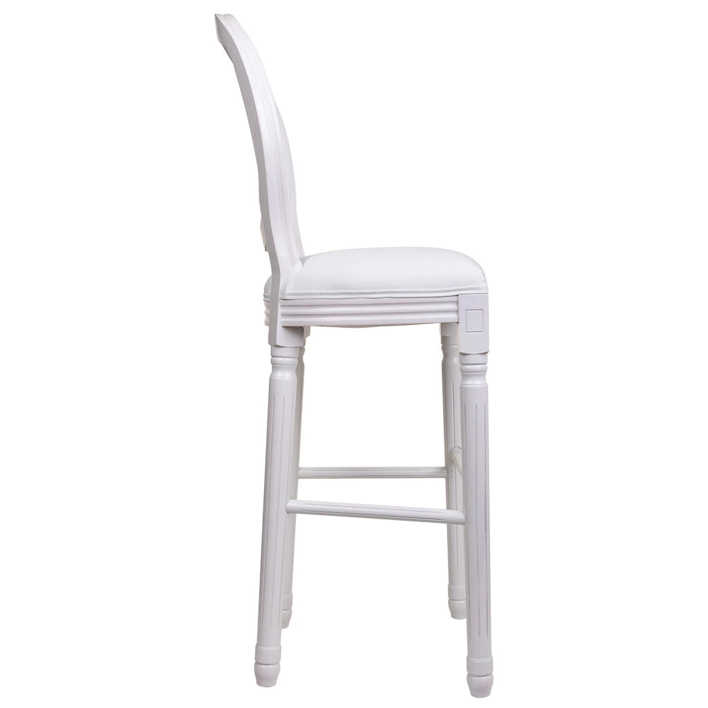 Sgabello in legno bianco 52x46x116h