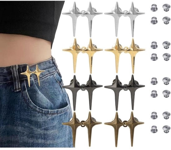 8 set di ganci regolabili per pantaloni - spille regolabili per cintura - spille decorativi rimovibili per cintura - ganci e spille - per pantaloni larghi, pantaloni, gonne e maniche
