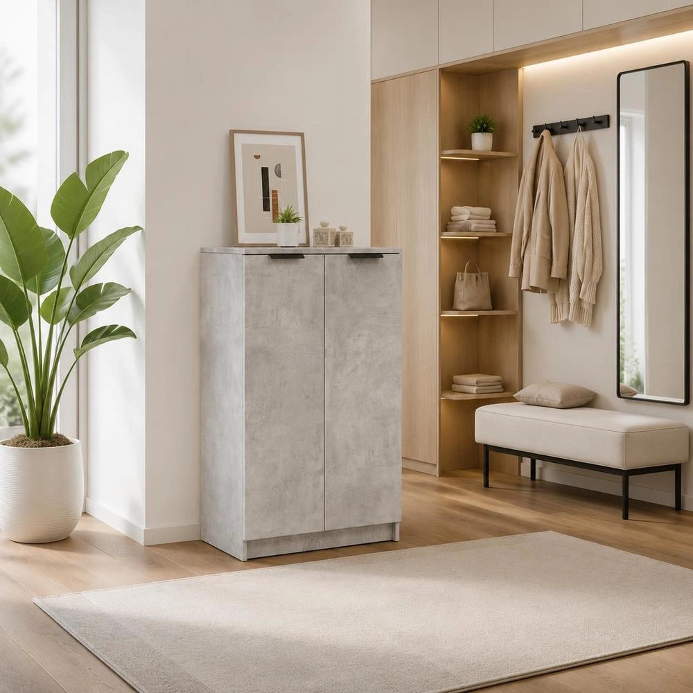 Shoe Cabinet, Concrete Grey, 59x35x100.5 Cm, Wood-based Material