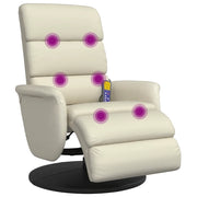Poltrona | Sedia Relax Reclinabile Massaggio con Poggiapiedi Crema Similpelle