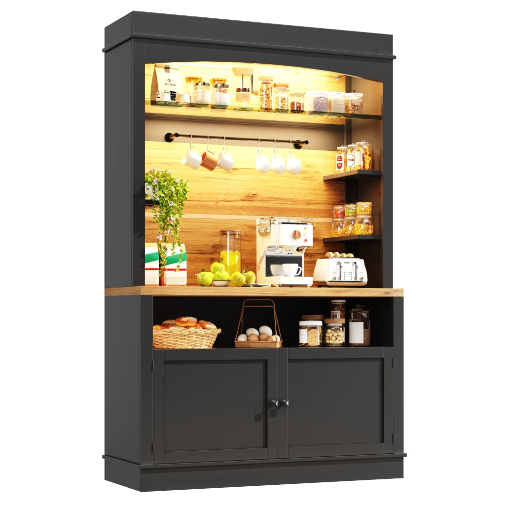 Vetrina con Ripiani e LED ¨C MINIMAL ¨C Nero, 107x43x184 cm