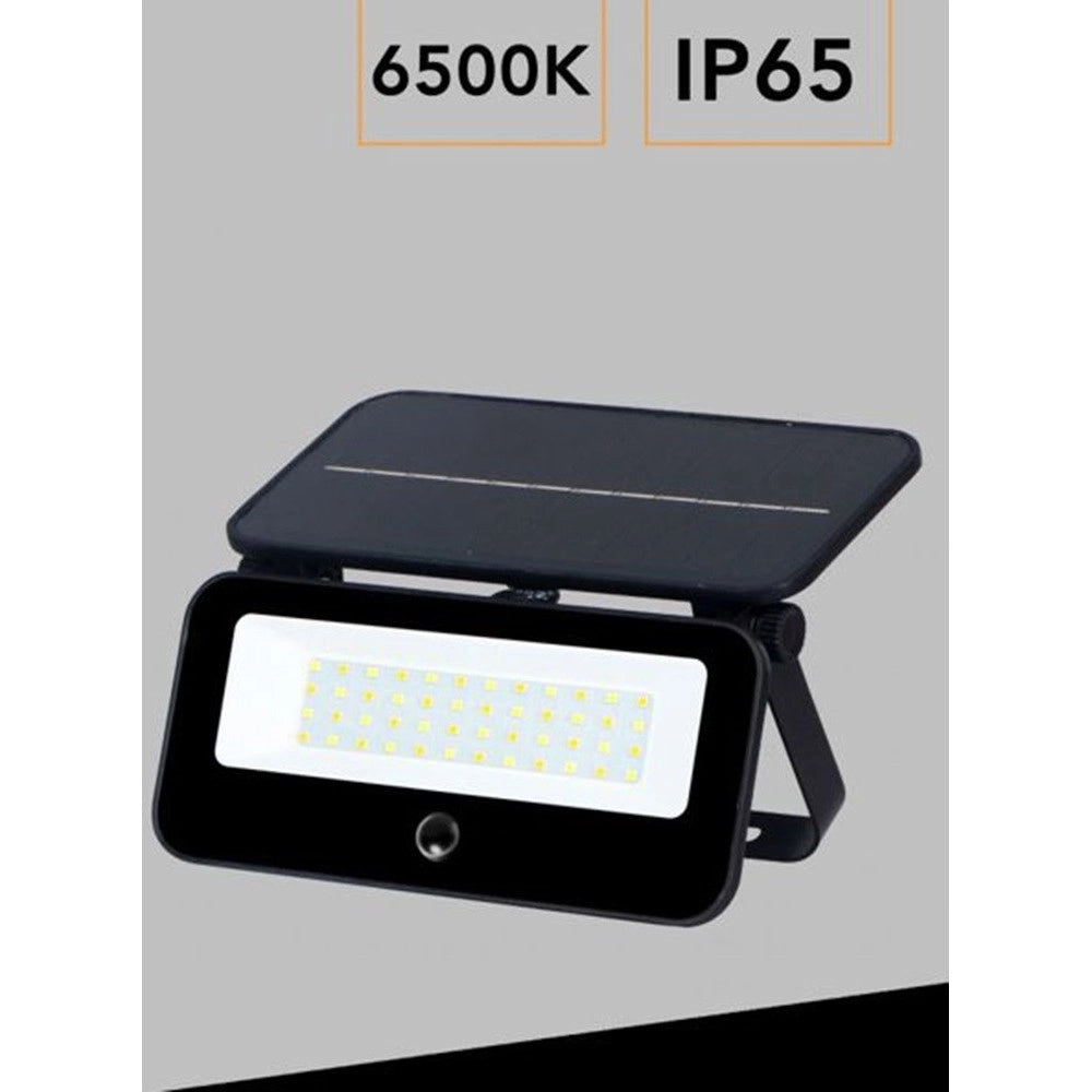 Trade Shop - Lampada Applique Proiettore Led Muro Con Pannello Solare Sensore Pir Esterno Ip65 Tk13-50f -