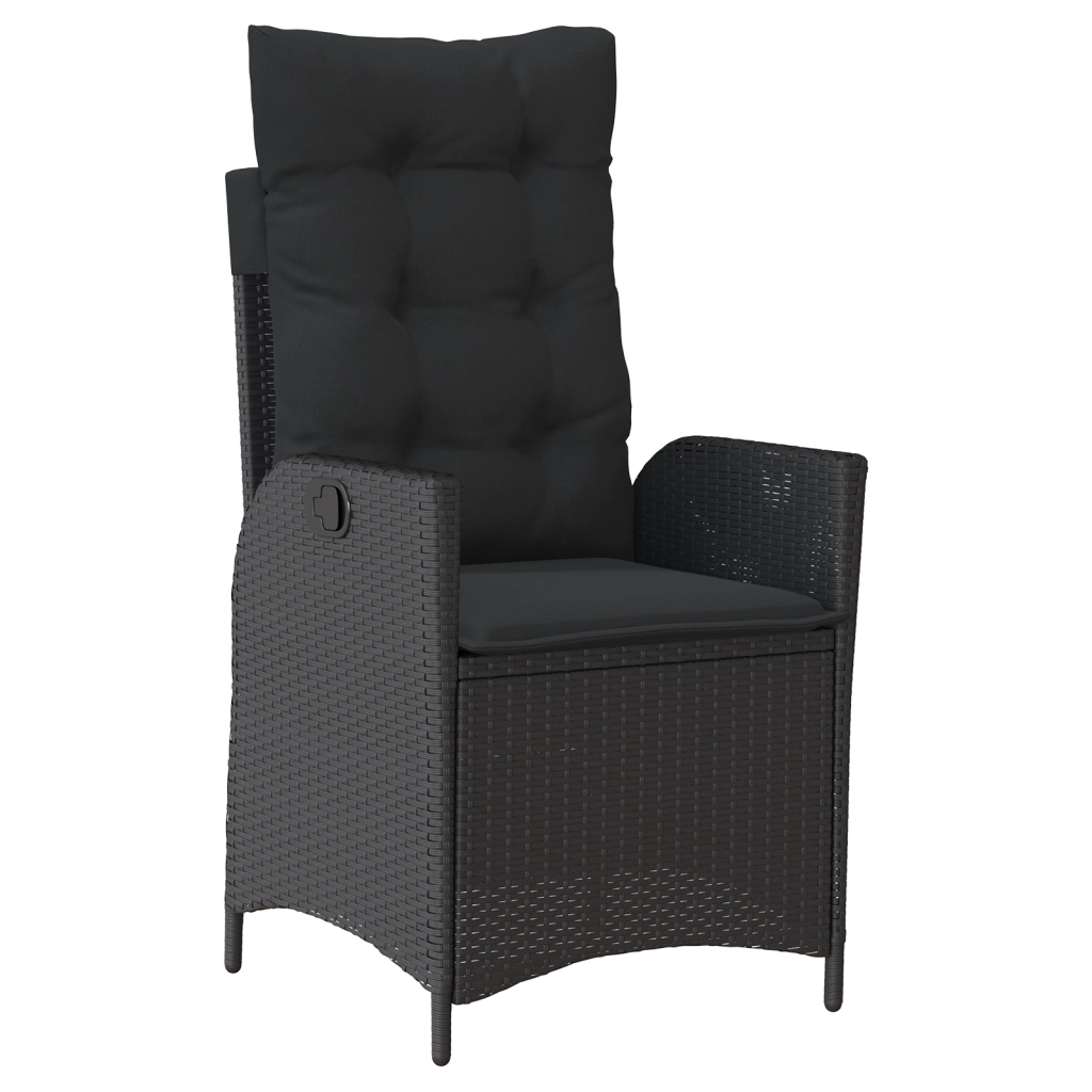 Set da Pranzo da Giardino da 5 Pezzi con Cuscini Rattan Poliattilenico Nero
