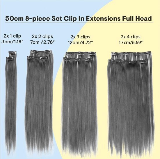 Estensioni capelline clip in 50cm 8 pezzi, colore luce blond, modello CES210
