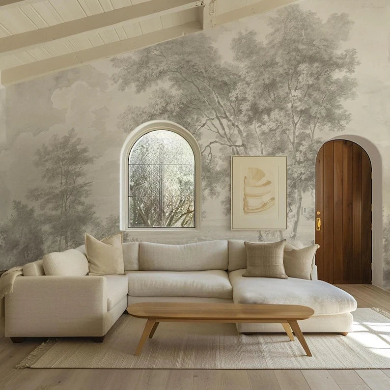 Carta da Parati Paesaggio Crema 360x260cm 9 mq