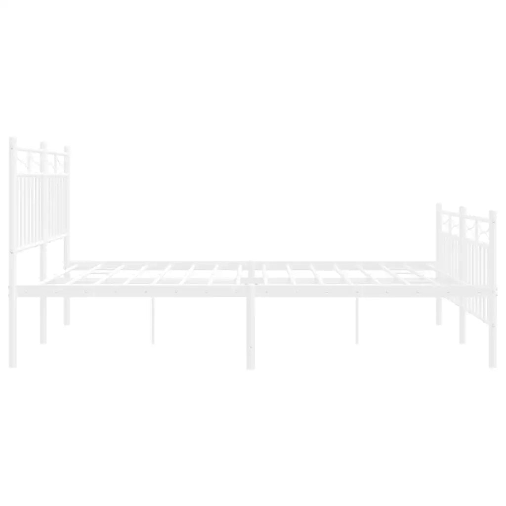 Giroletto con Testiera e Pediera Metallo Bianco 135x190 cm 373757