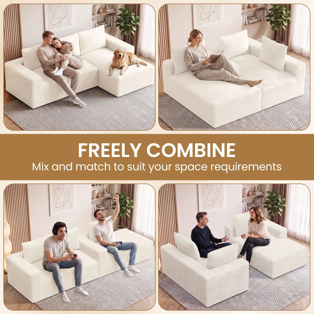 Divano angolare modulare in velluto a coste a L, divano compresso sottovuoto senza montaggio con chaise longue, molle insacchettate ergonomico