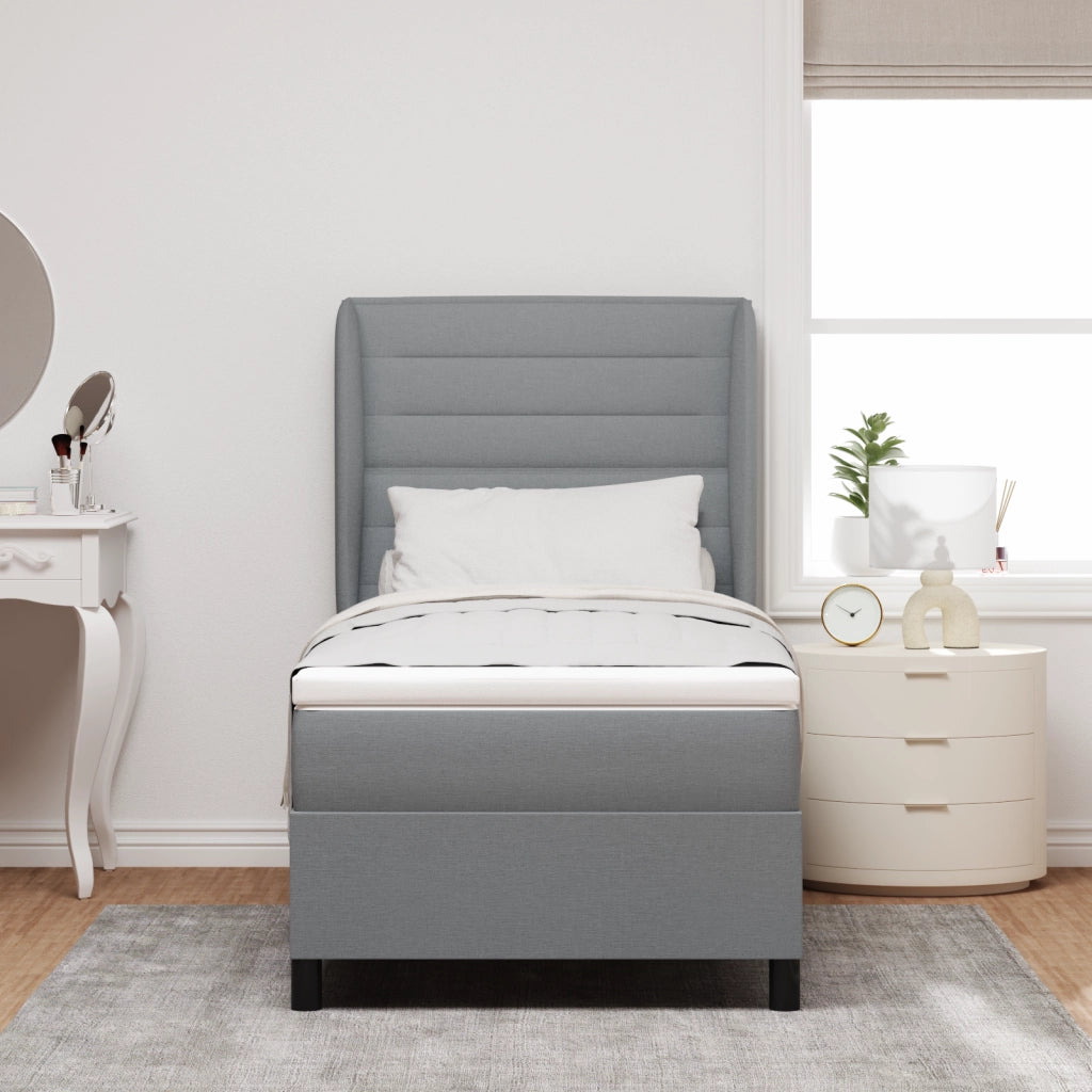 Letto a Molle con Materasso  Grigio Chiaro 100x200 cm Tessuto