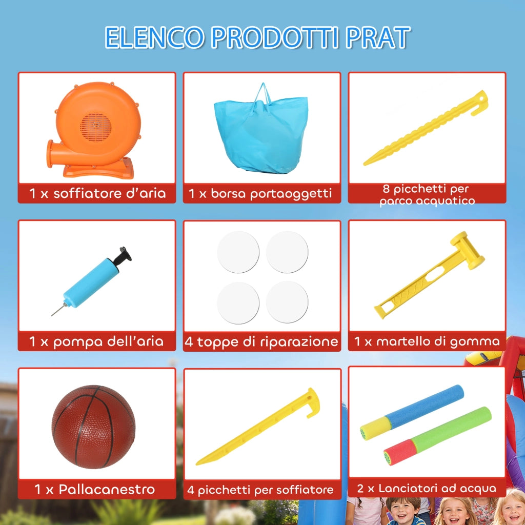 Castello Gonfiabile Bambini con Scivolo e Trampolino ¨C zephmum ¨C Blu 3-8 Anni