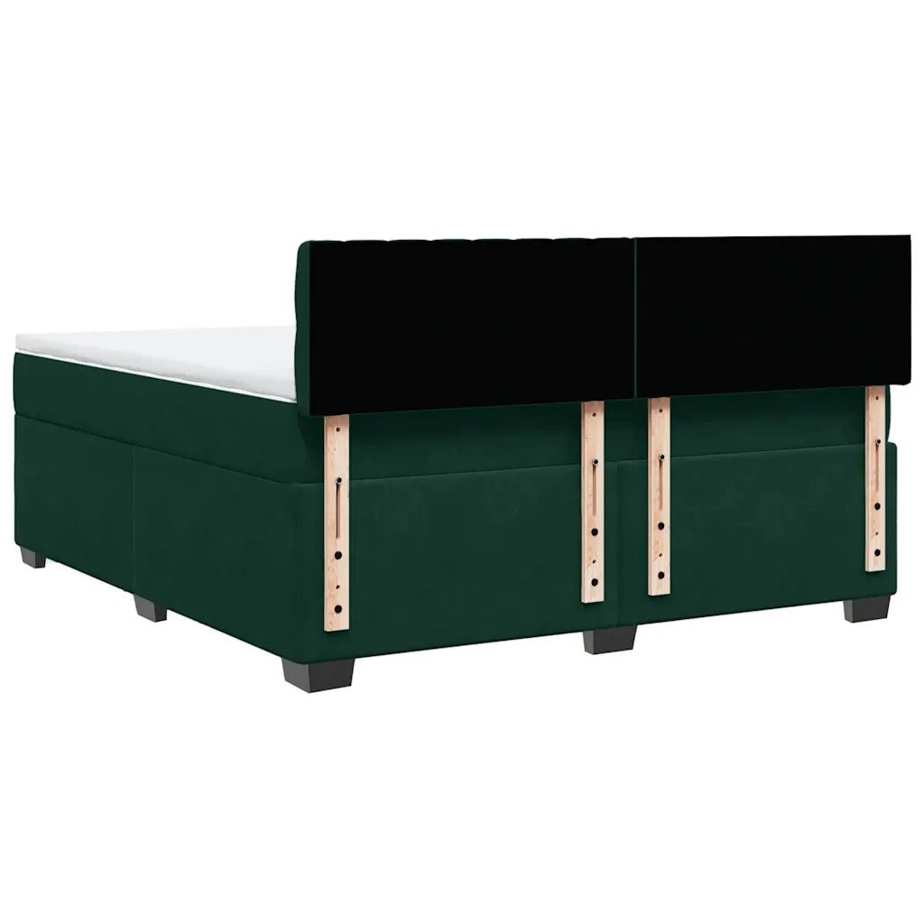 Giroletto a Molle con Materasso Verde Scuro 180x200 cm Velluto