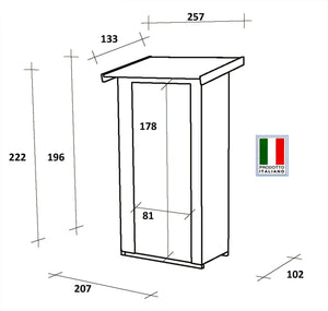 Casetta Box da Giardino per Attrezzi 207x102 cm con Porta Finestrata in Legno Naturale