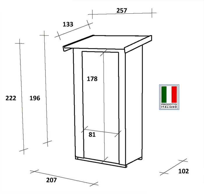 Casetta Box da Giardino per Attrezzi 207x102 cm con Porta Finestrata in Legno Naturale