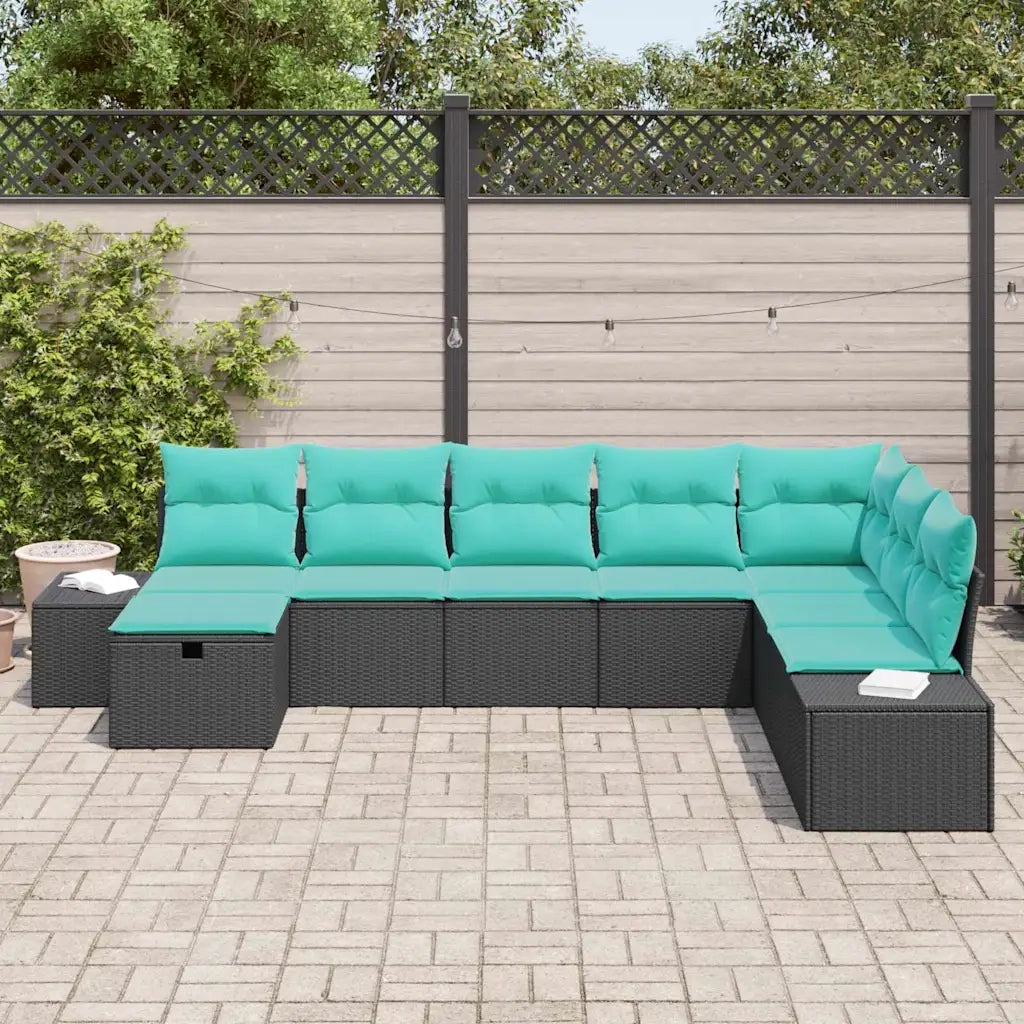 Set Divano da Giardino 8 pz Nero polyrattan 3360767