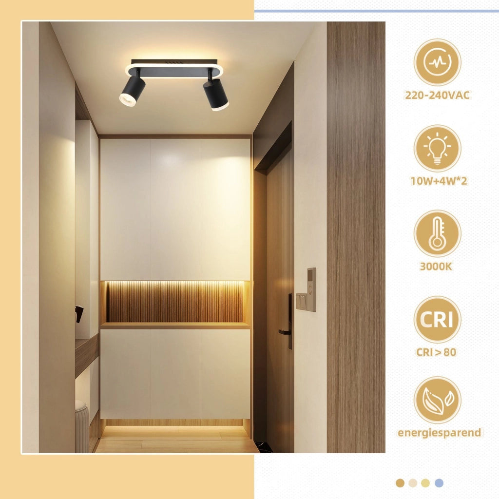 ZMH Faretto da soffitto bianchi 2 fiamme GU10 metallo luce calda per camera letto