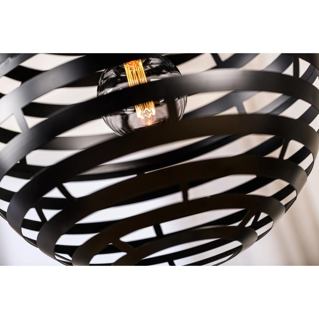 Lampada a sospensione sferica H340 nera 50 cm con lamelle