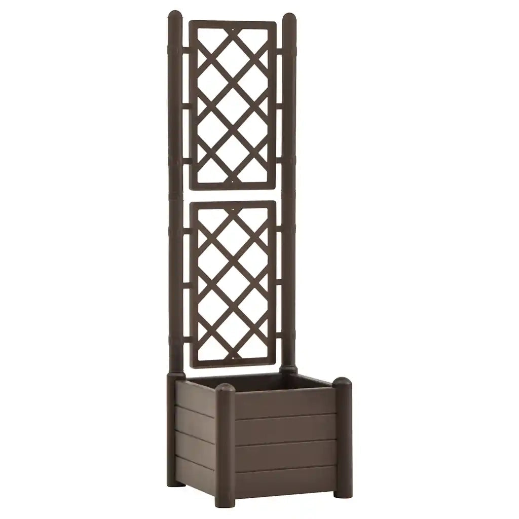 Fioriera da Giardino con Graticcio-Vaso da Esterno-Fioriera con Griglia 43x43x142 cm PP Mocca