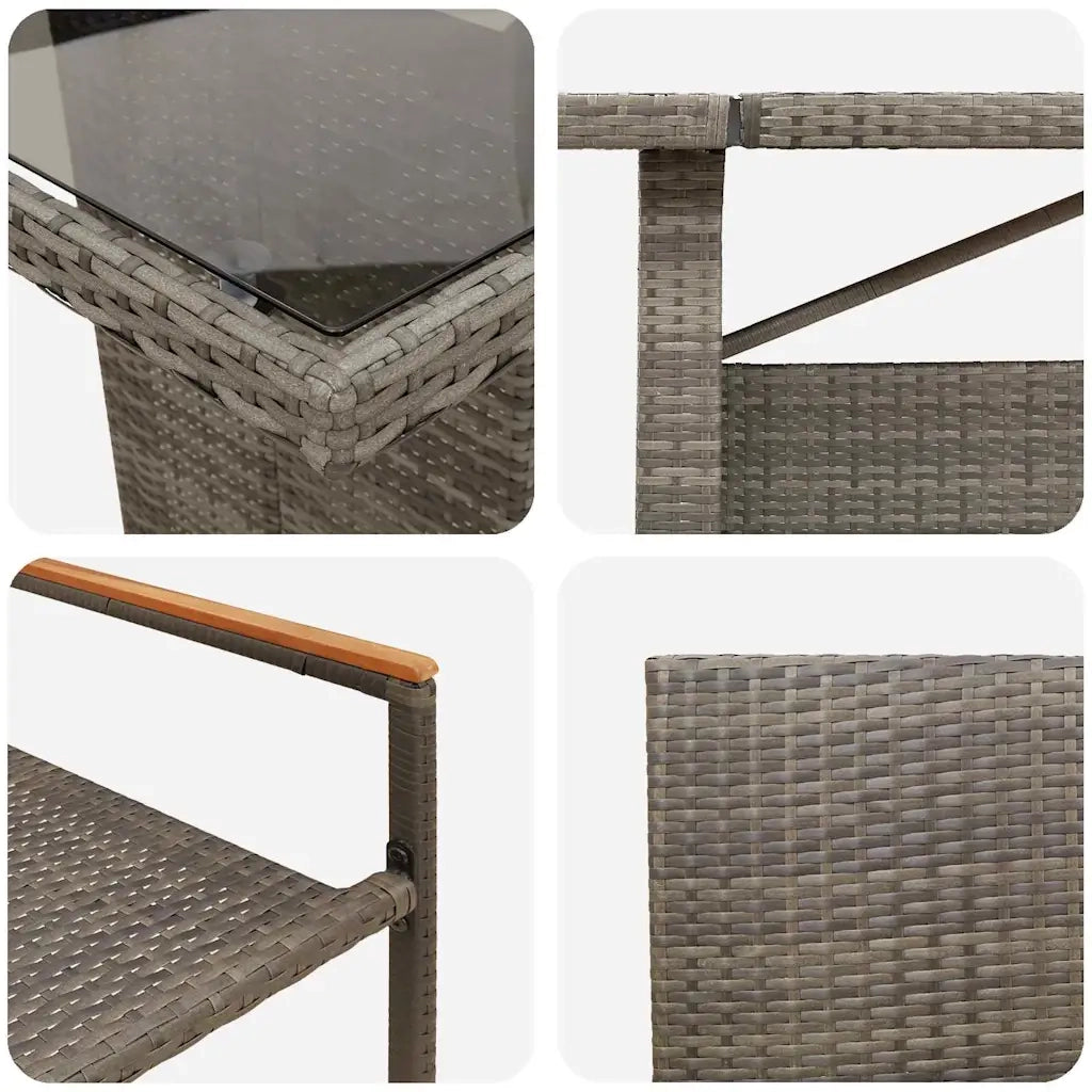 Set da Pranzo per Giardino 9 pcs Grigio polyrattan 3365415