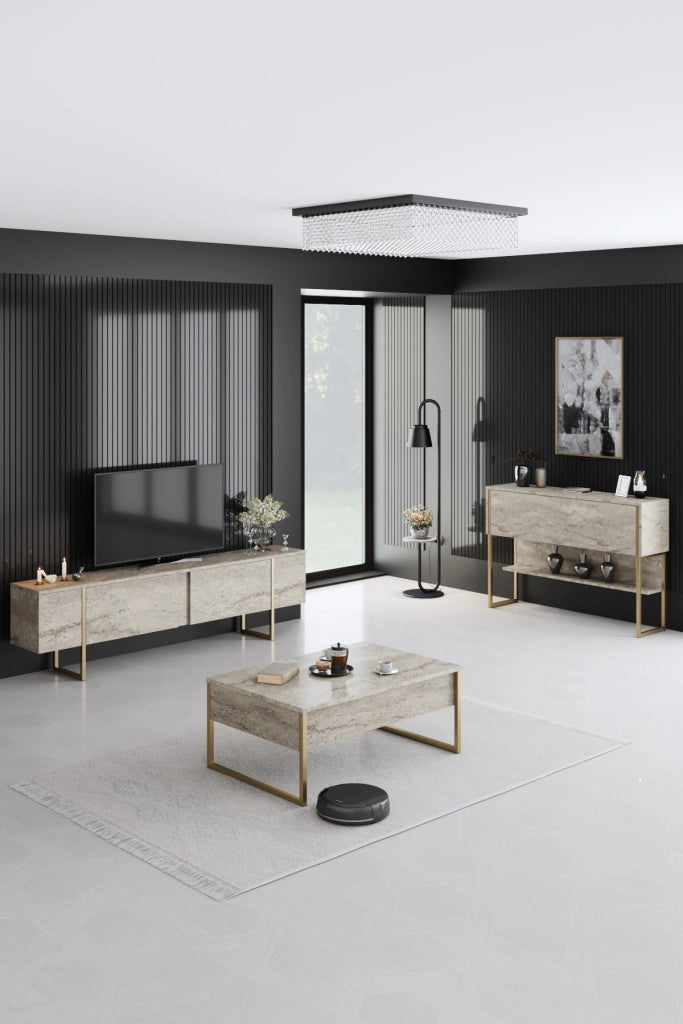 Porta TV in legno "Luxe" - 180 x 30 x 50 cm - TravertinOr