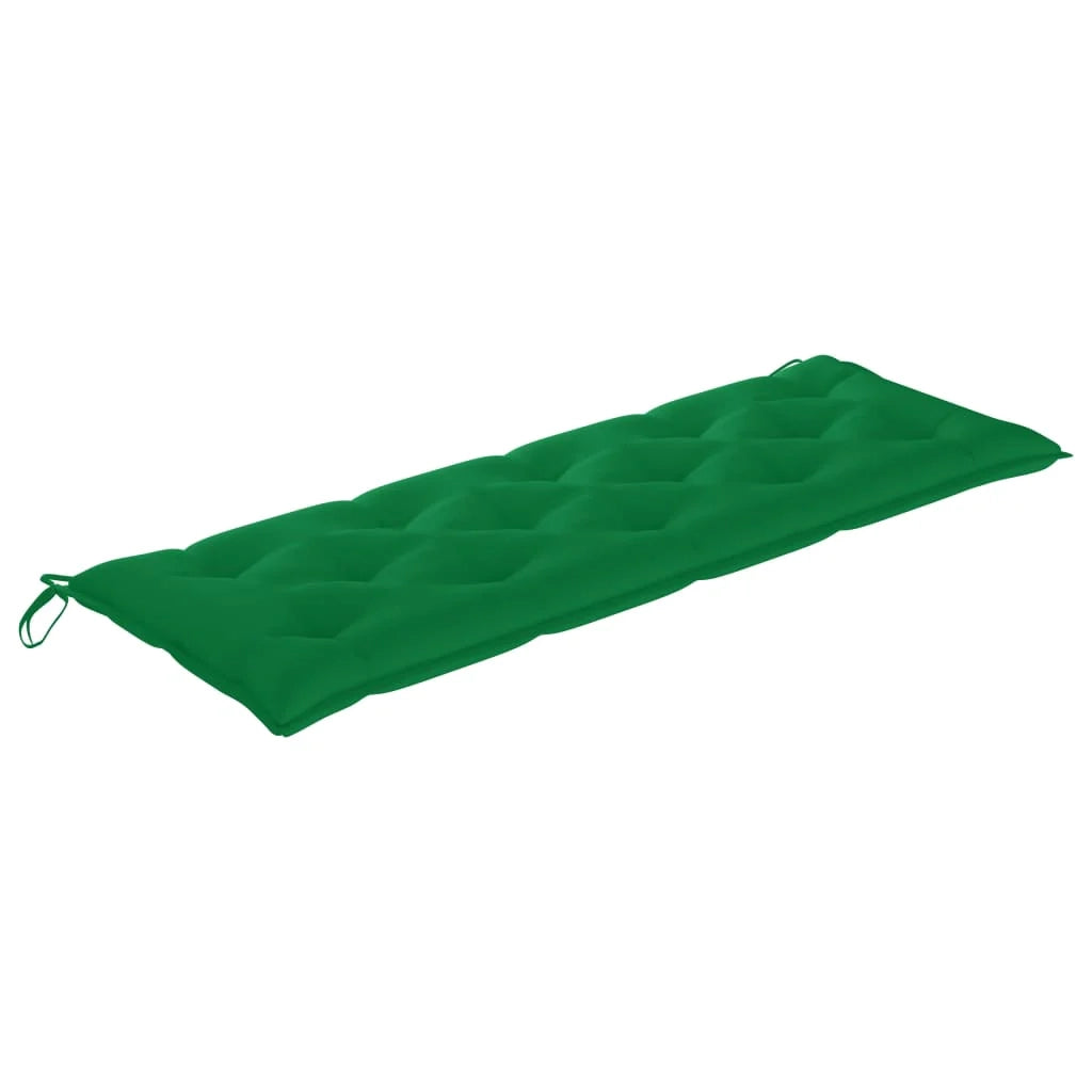 Panca da giardino arredo da esterno terrazza con cuscino verde 150 cm in legno massello di teak 02_0011102