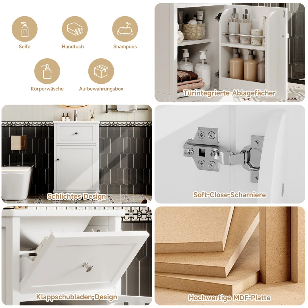 Mobile bagno 51x46x87 cm in MDF laccato con lavabo integrato e ripiani