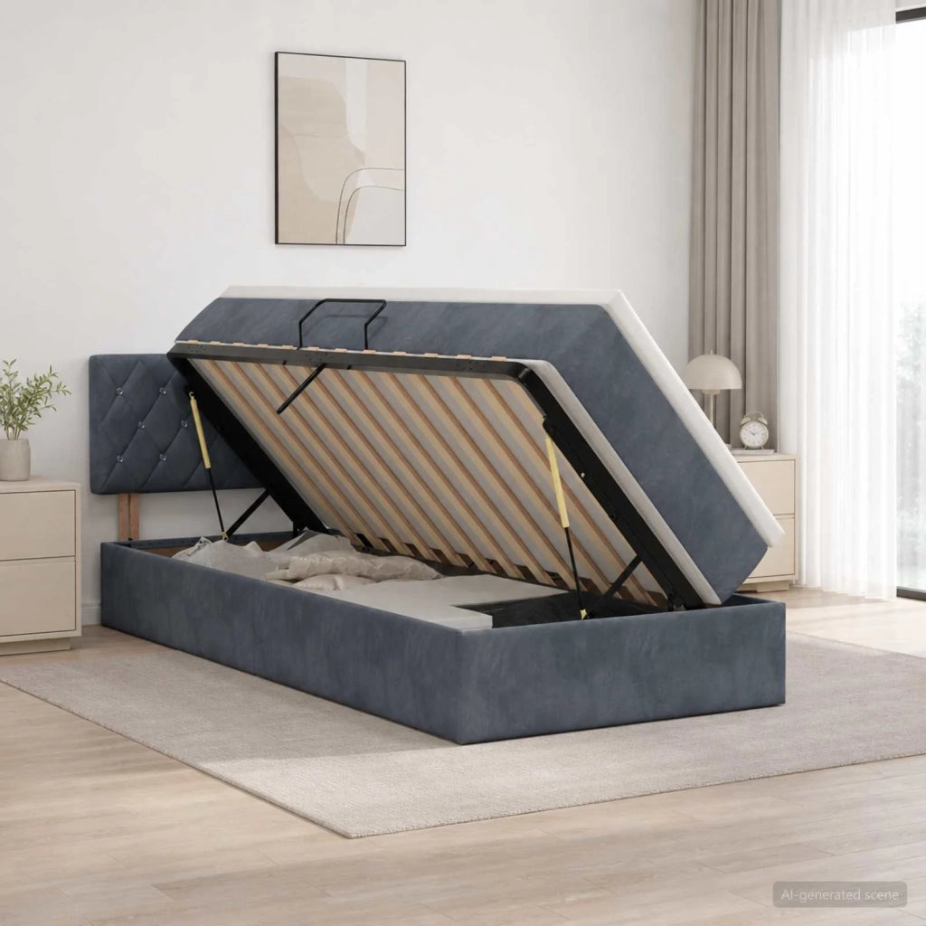 Letto con Contenitore Grigio Scuro 90 x 190 cm Velluto 3458716