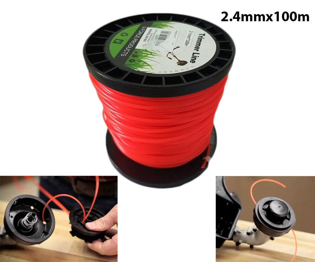 FILO PER DECESPUGLIATORE TONDO 2,4mm bobina 100mt taglaerba cavo matassa ROSSO