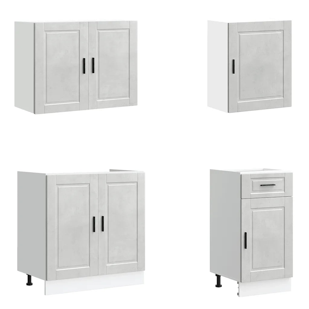 Set Mobili da Cucina 7 pz Porto Grigio Cemento in Truciolato 3314785