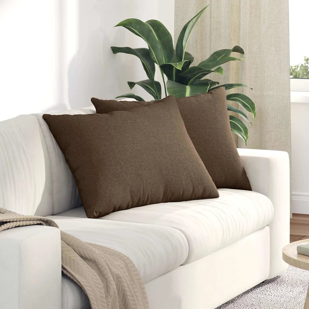 Cuscini da Divano 2 pz-Set di 2 Cuscini per Sofa Marrone 70 x 50 cm Tessuto