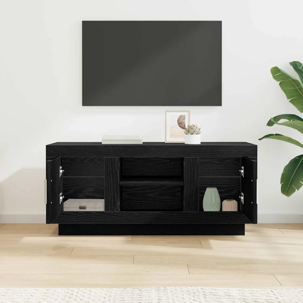 Mobile TV Rovere Nero 102 x 35 x 45 cm Legno multistrato 880533