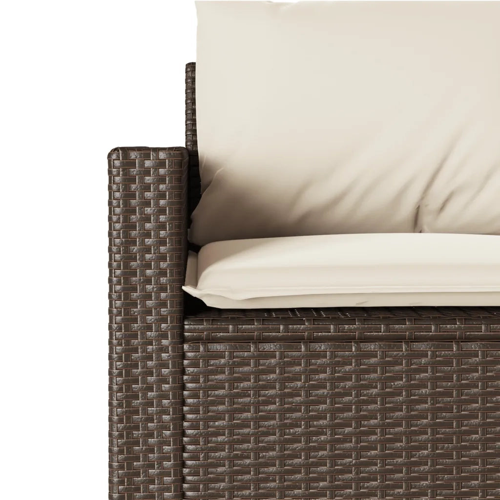 Set da Pranzo da Giardino 2pz con Cuscini in Polyrattan Marrone 366330