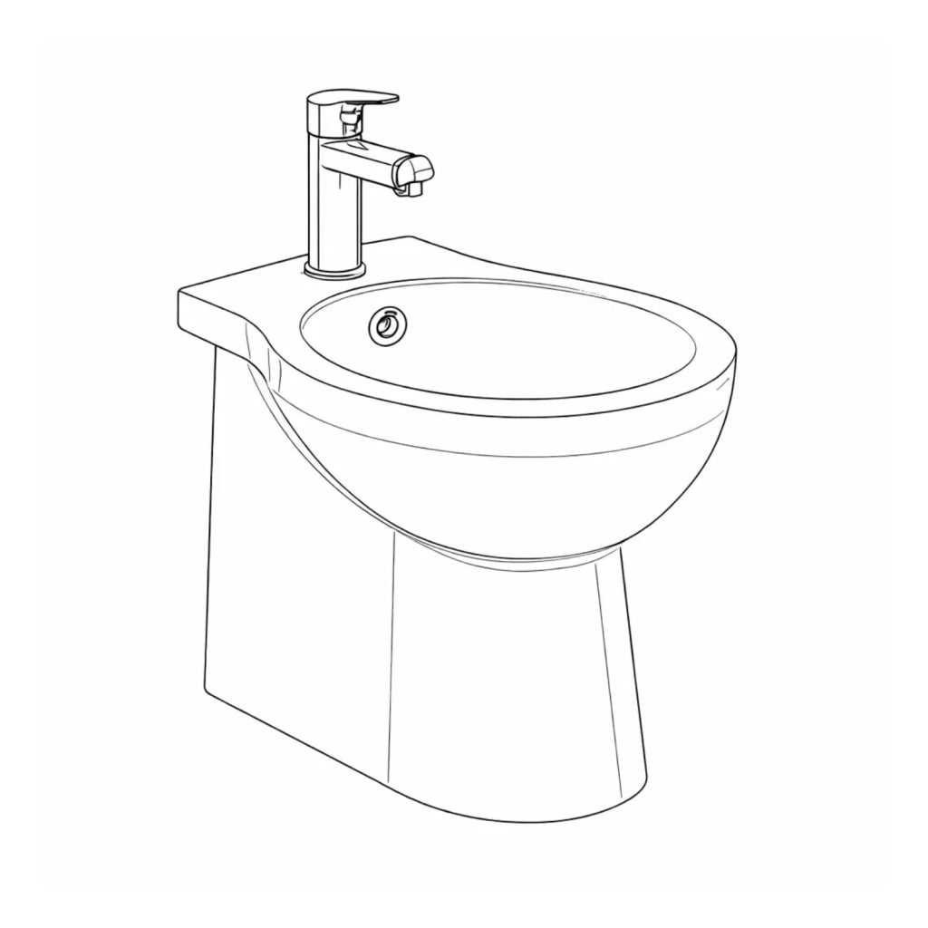Bidet dark ceramica bianco lucido a pavimento elegante e moderno forma tondeggiante *** finitura- bianco, confezione 1