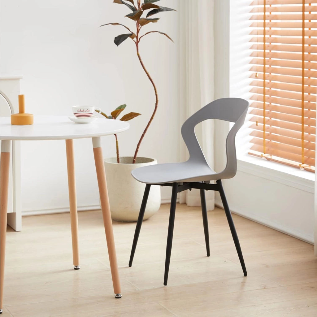 GrandCA HOME Set di 4 Sedie da Pranzo o Sedia da Ufficio con Gambe in Metallo, Sedie da Cucina per Soggiorno, Sala da Pranzo, Sala Riunioni, Grigio+Nero