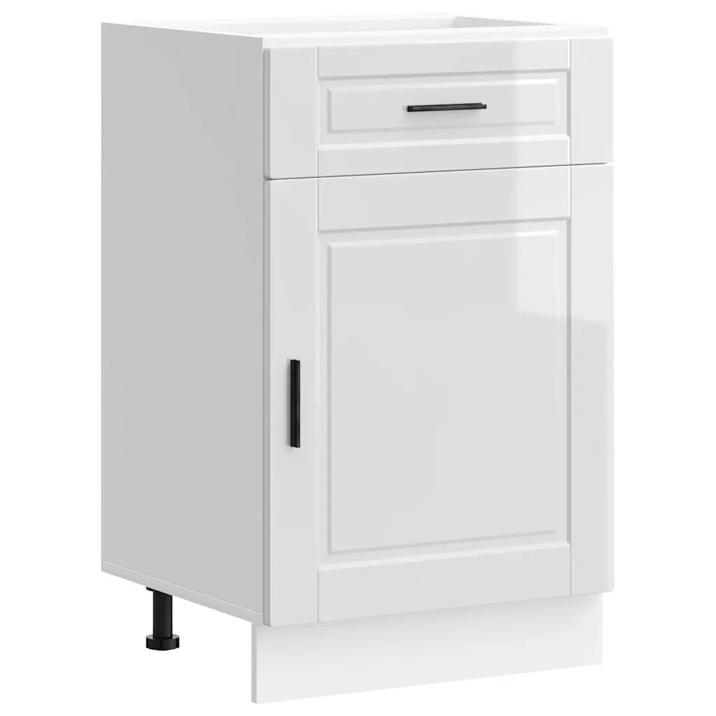 Mobile da cucina Porto spazio ottimizzato piedini regolabili 50 x 46 x 81,5 cm legno composito bianco lucido 02_0050264