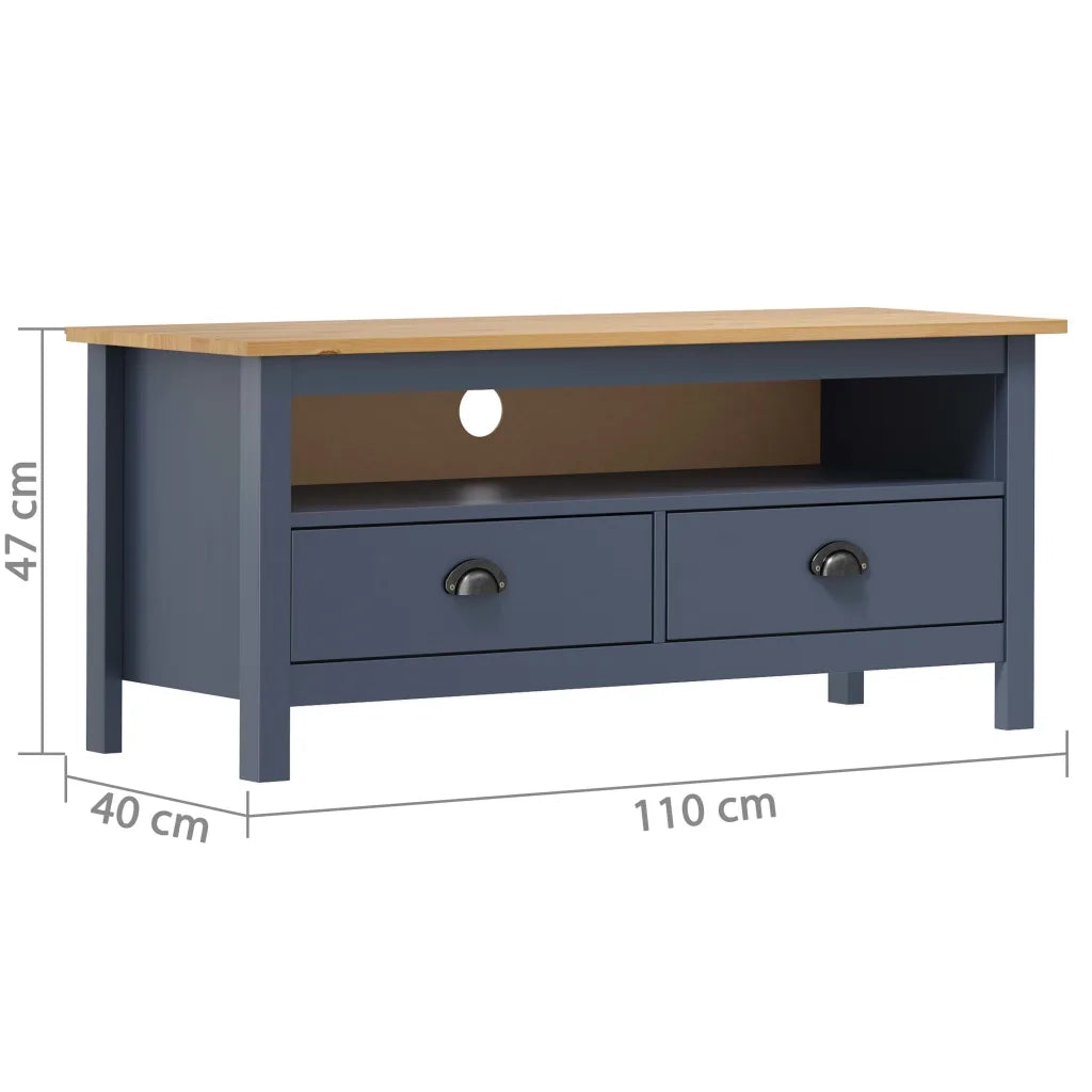 Mobile Porta TV Hill Grigio 110x40x47 cm in Legno di Pino
