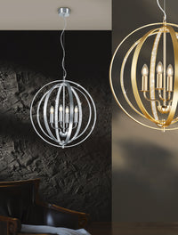 Lampadario da Interno  E14 in Metallo Ottone Lucido