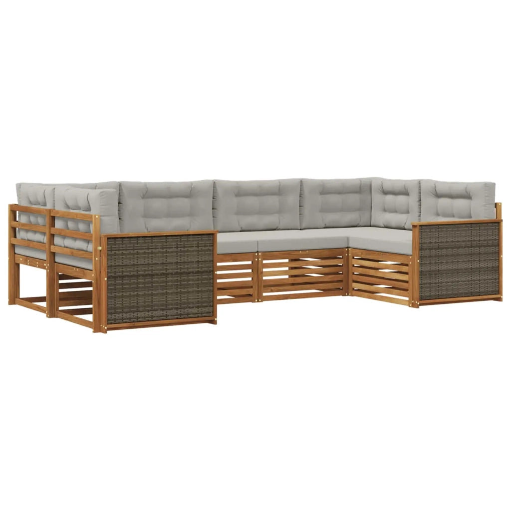 Set di divani da esterno 6 pz Naturale e Grigio Chiaro 3383769