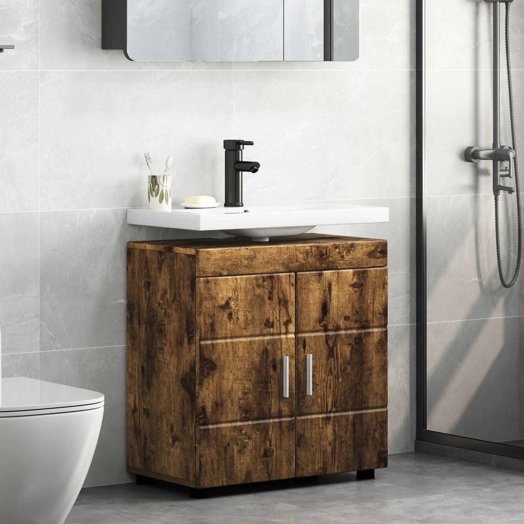 Set di Armadi da Bagno | Armadio da bagno TULUM Rovere fum¨¦ 60 x 34 x 63 cm