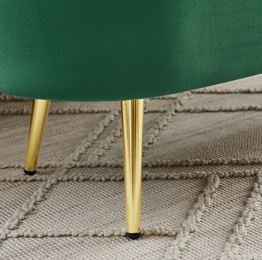 Panca contenitore ovale in velluto verde scuro 110x40x42 cm con base in metallo