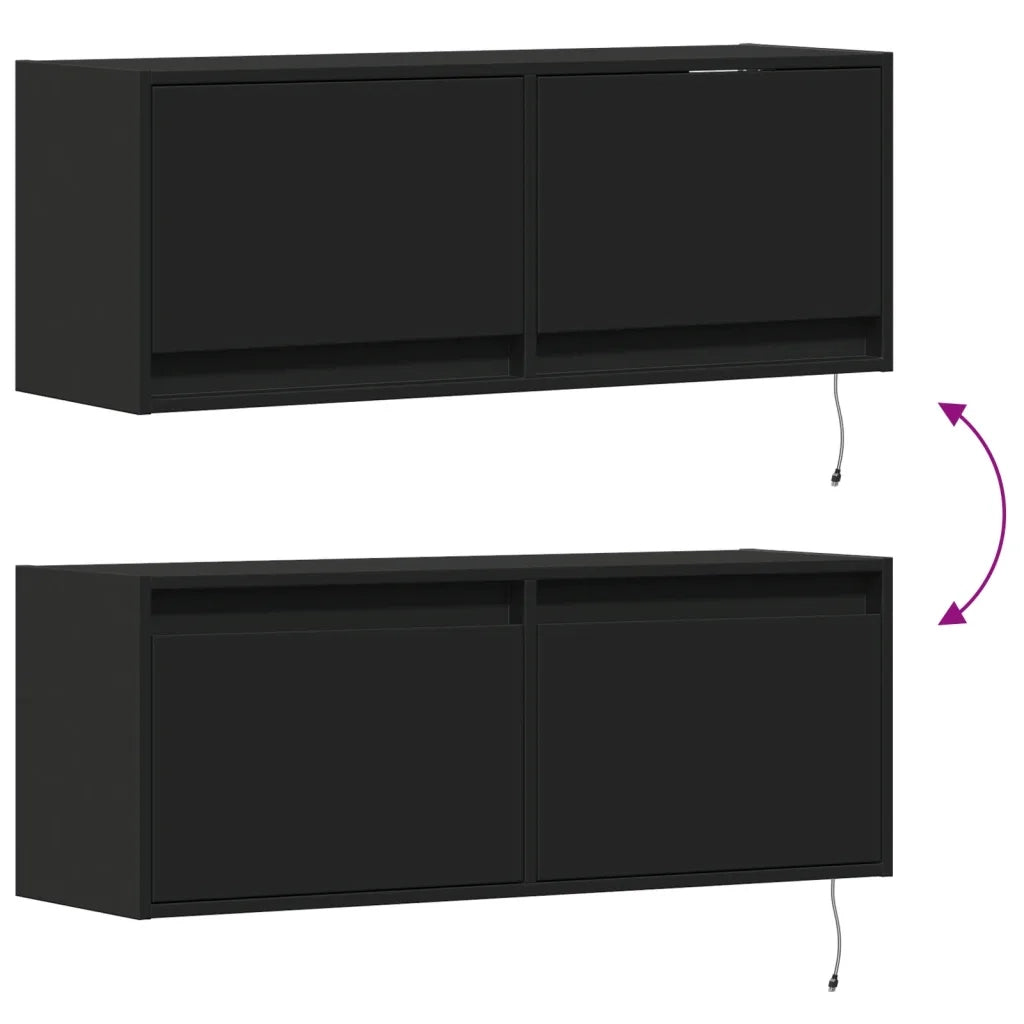 Mobile TV a Parete con Luci LED Nero 100x31x35 cm 852363