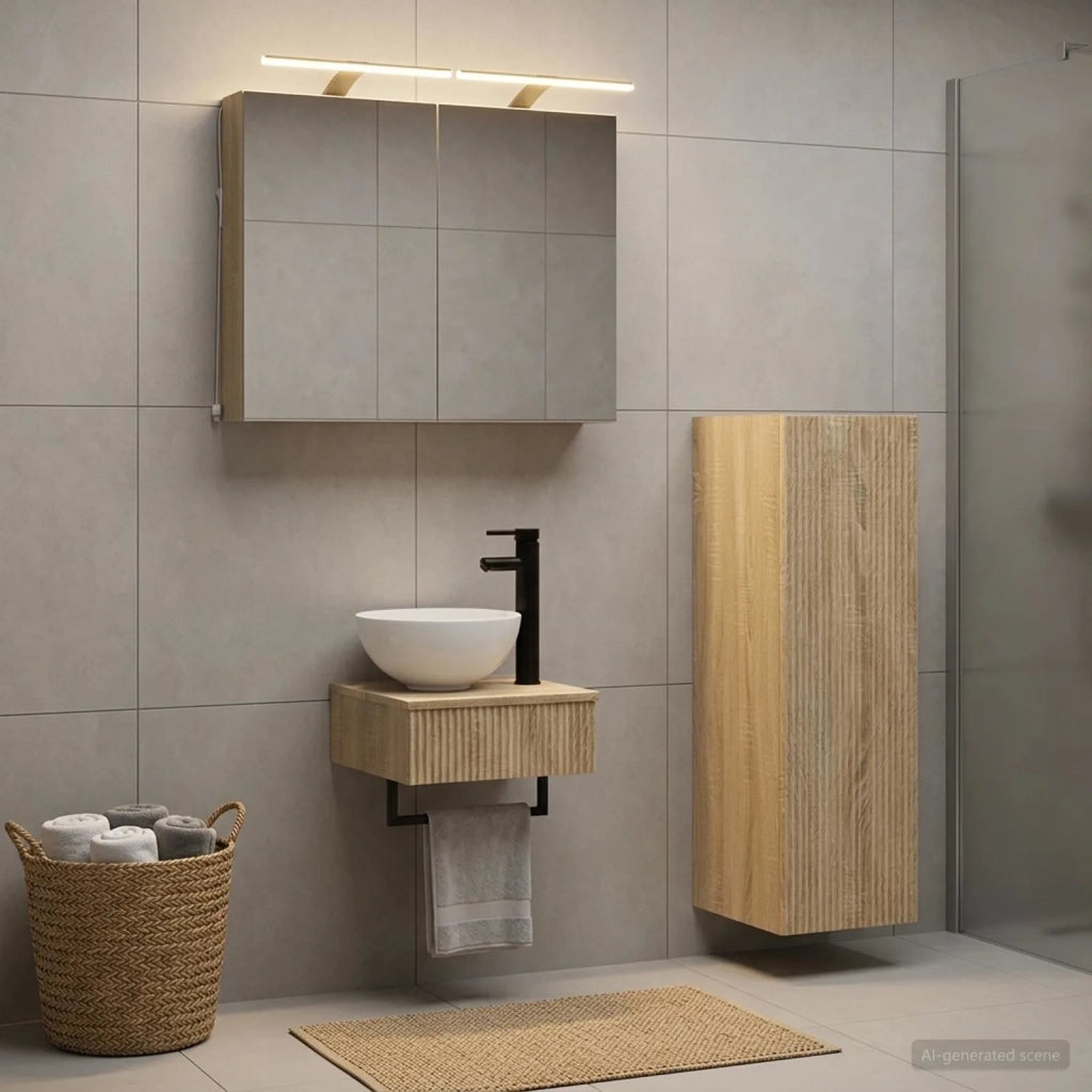 Set di Armadi da Bagno 4 pz Rovere Sonoma Legno ingegnerizzato 3407361