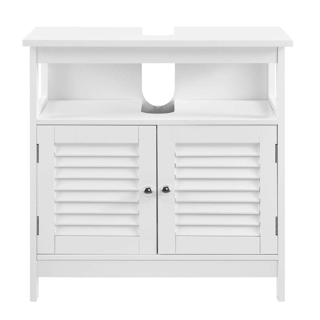 Armadietto Sottolavabo da Bagno a 2 Ante e Scomparto Aperto 60 x 60 x 30 cm - Bianco [en.casa]