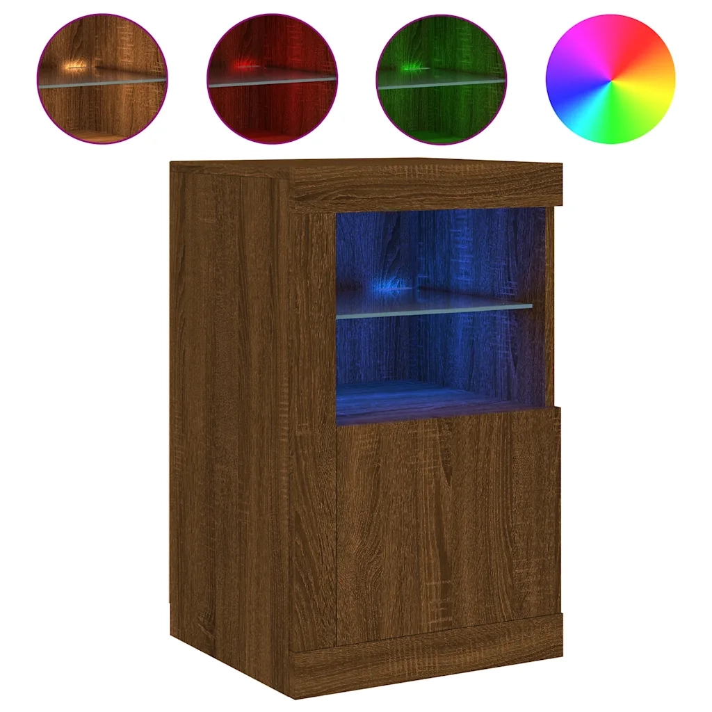 Armadietto con Luci LED Rovere Marrone in Legno Multistrato 836642