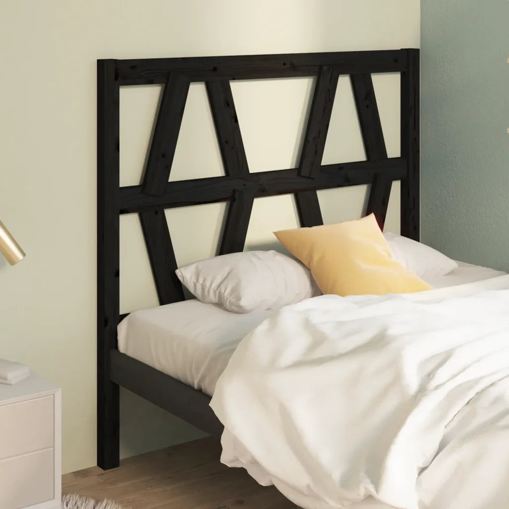 Testiera per Letto-Testata-Testiera Decorativa Nera 96x4x100 cm in Legno Massello di Pino 110155