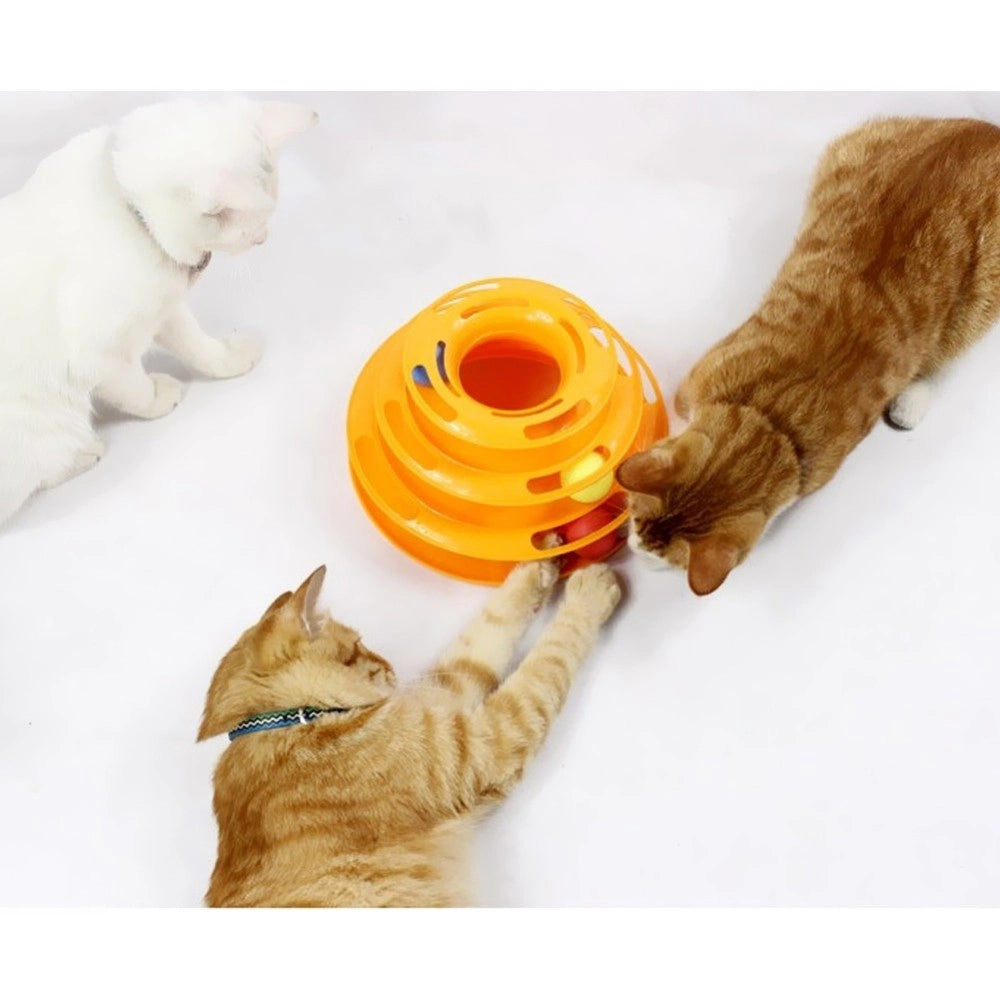 Trade Shop - Gioco Per Gatti Interattivo Torre Circolare Con Sfere Palline Rotanti Gatto -