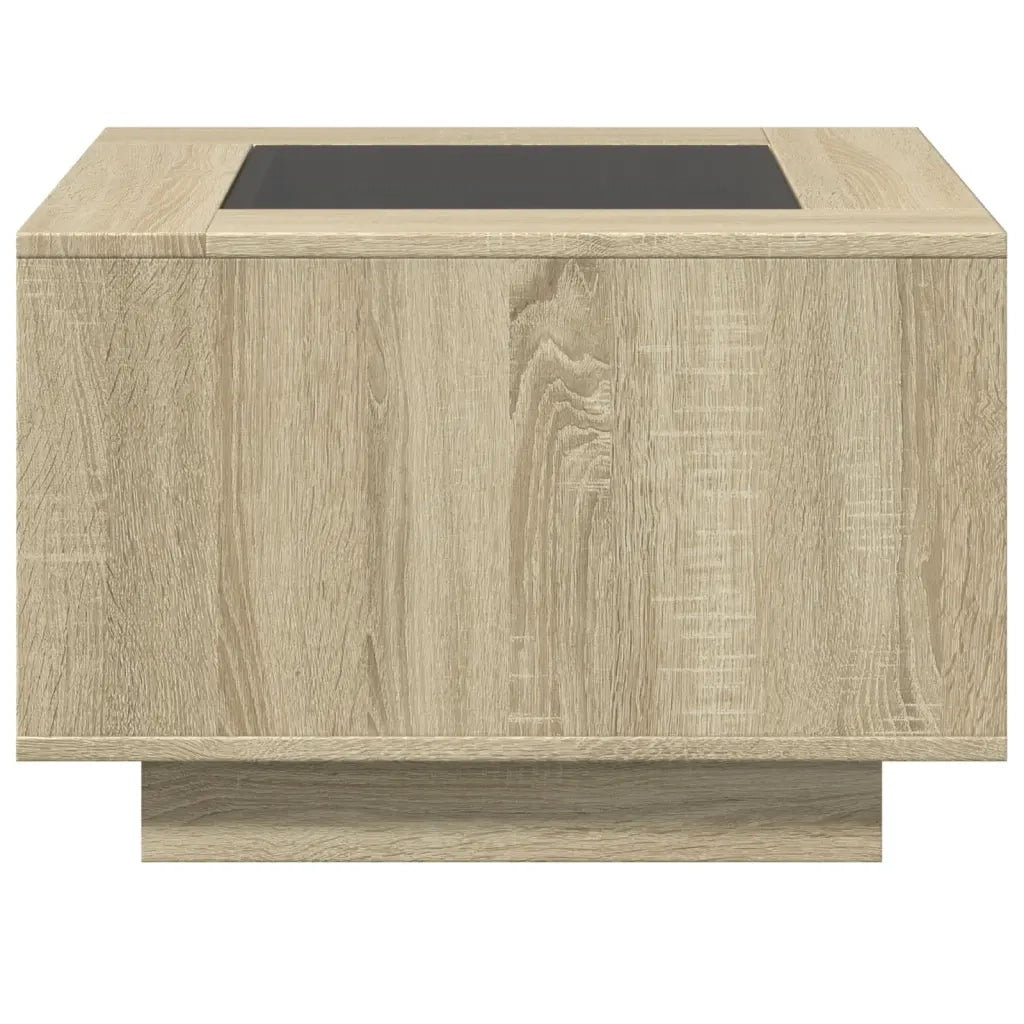 Tavolino Salotto con LED-Tavolino da soggiorno-Tavolo Rovere Sonoma 60x60x40 cm Multistrato