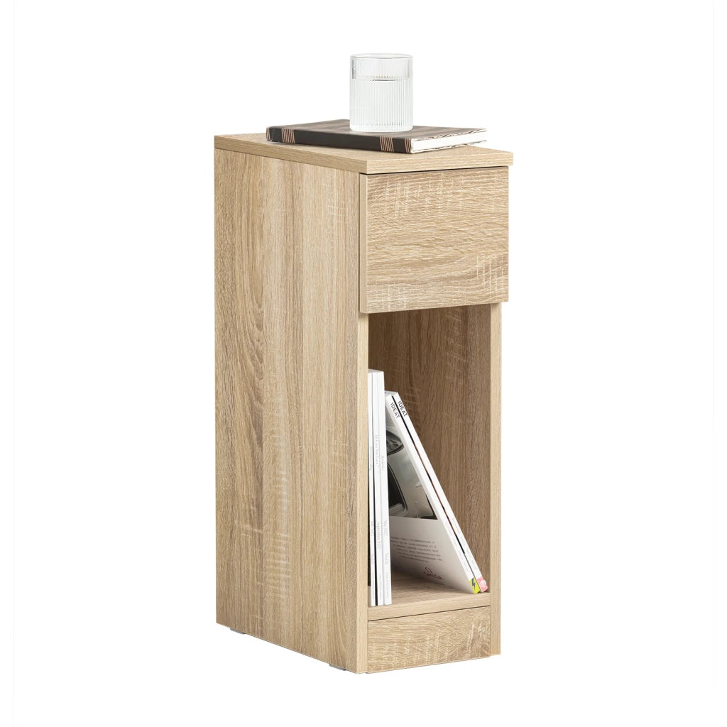Comodino con cassetto per letto a molle 20x60x35 cm Naturale FBT111-N