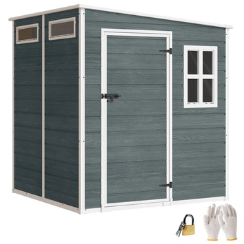 Casette da giardino in resina effetto legno con finestre ¨C zephmum ¨C 182x182x196 cm